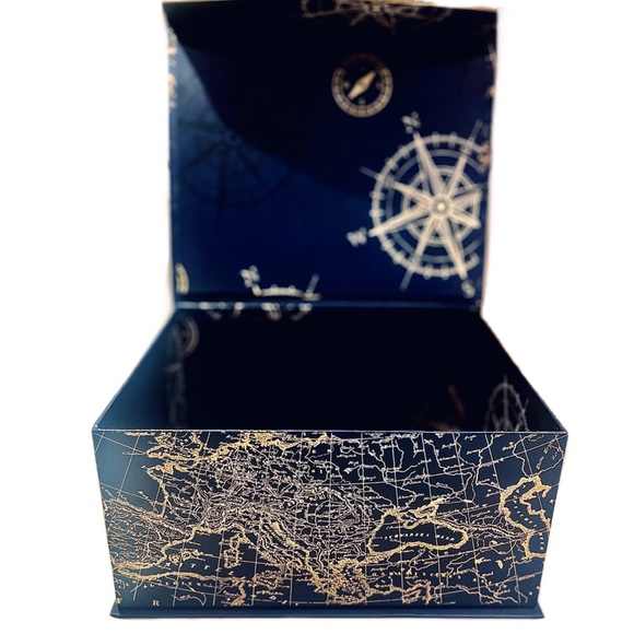 World Map Keepsake Box in Navy and Gold - Picture 5 of 12